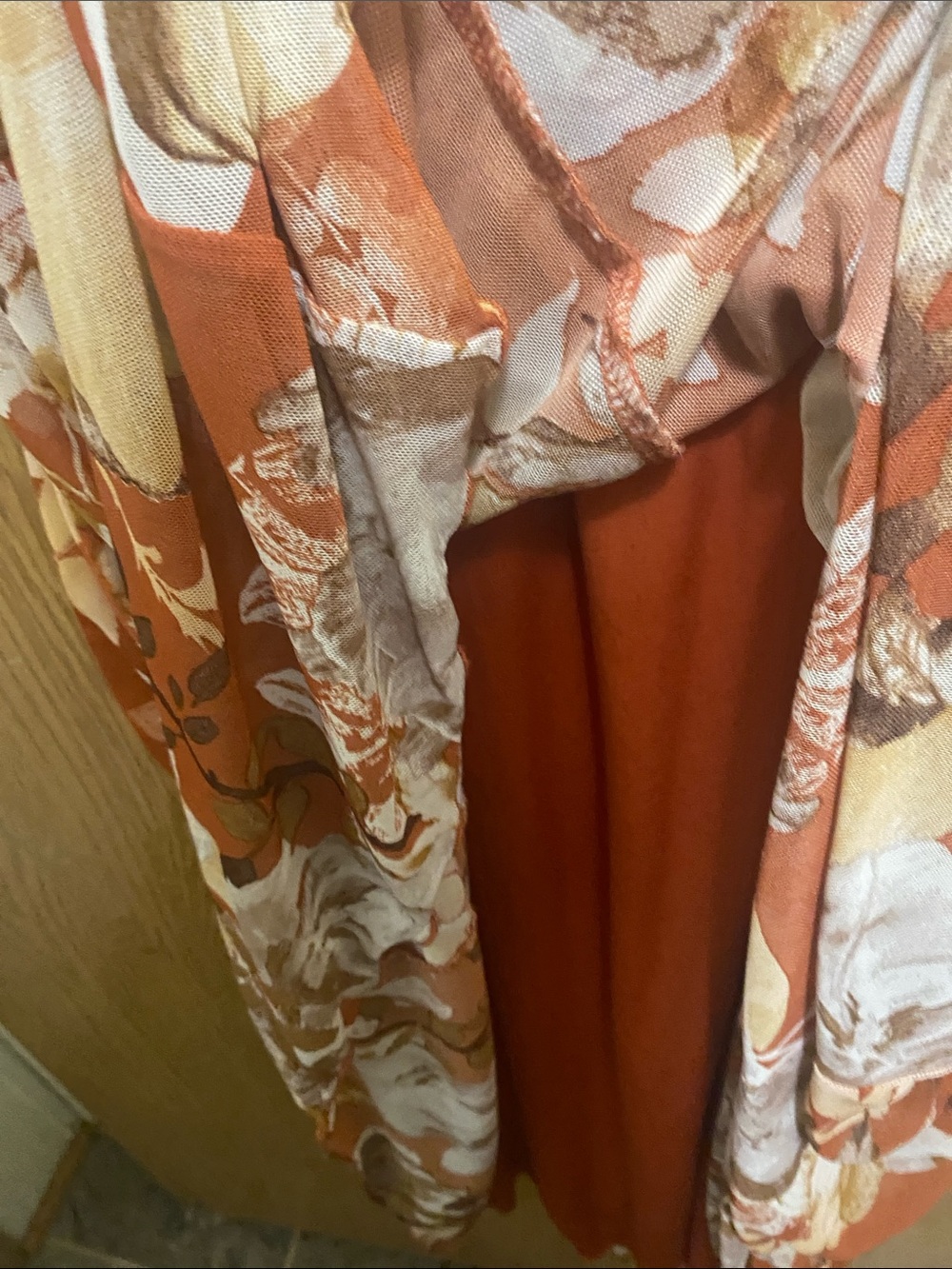 Rust Floral Wrap Maxi Dress with Puff Sleeves - Picture 8 of 10